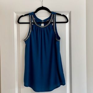 Teal tank with beading trim